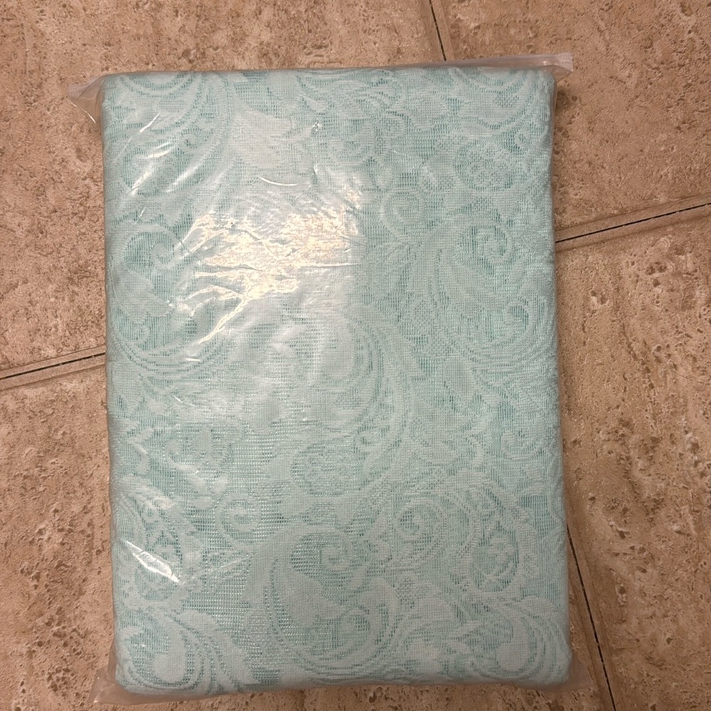 NWT Aqua lace curtains. 52* 84 inches